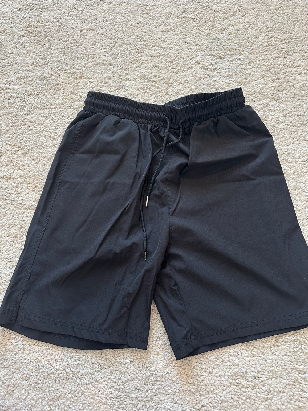 Black Elastic Waist Shorts